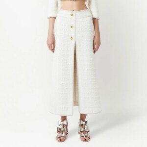 Giambattista Valli Tweed Maxi Skirt In White